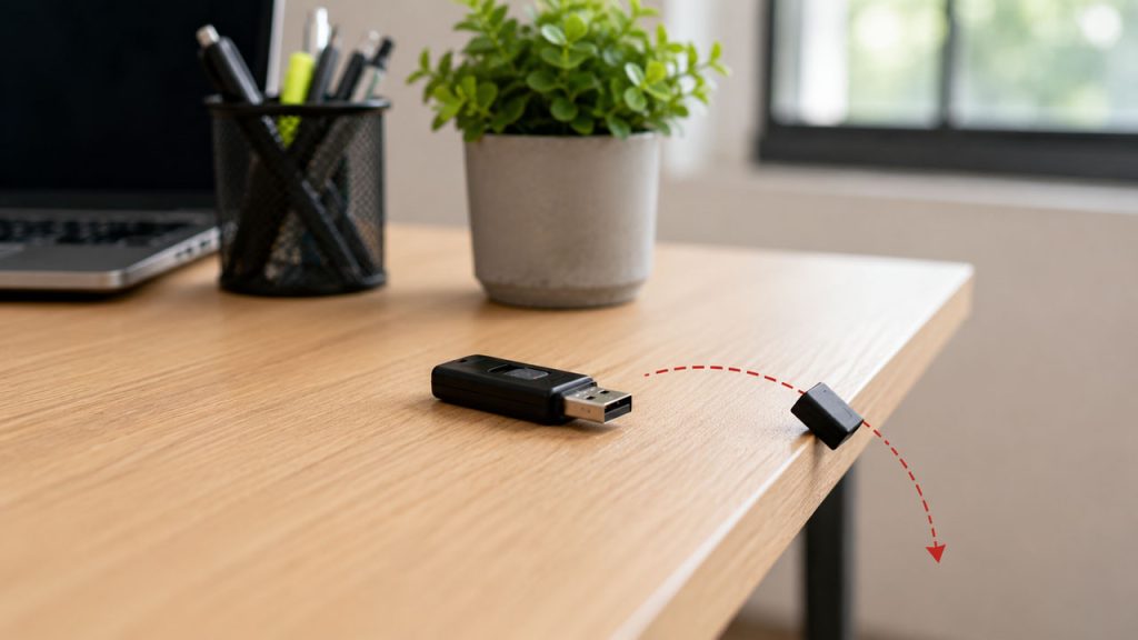 Tránh đặt nắp USB ở những nơi dễ rơi