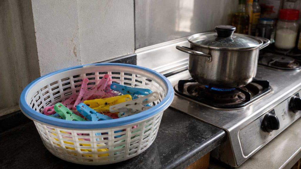 Không để kẹp quần áo nhựa gần nguồn nhiệt cao