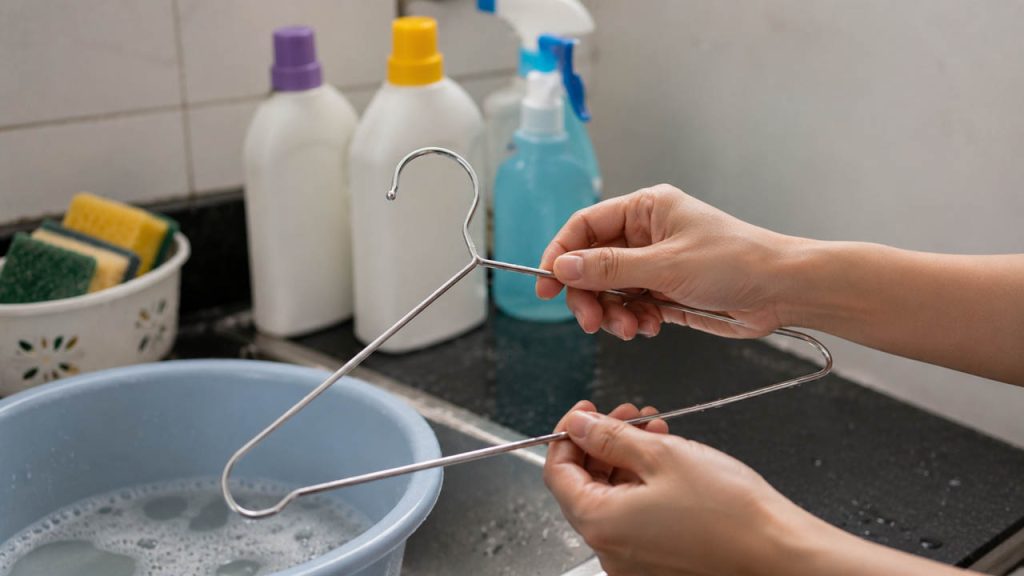 Tránh để móc kim loại tiếp xúc với hóa chất tẩy rửa