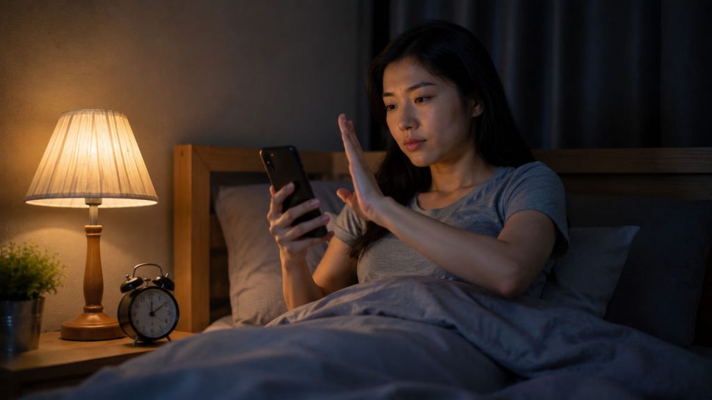 Hạn chế dùng điện thoại trước khi ngủ để giảm suy nghĩ tiêu cực