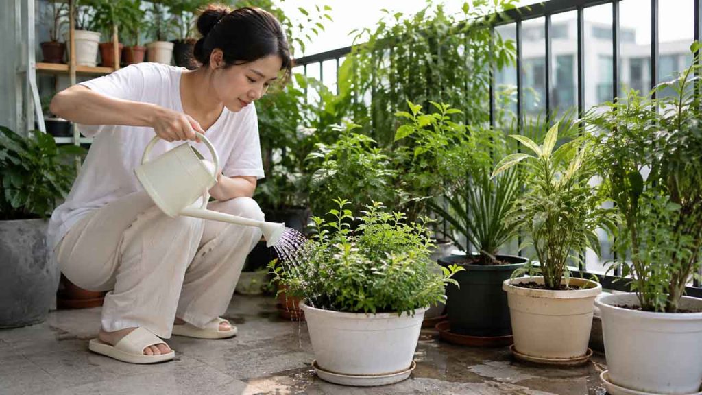 Tưới đẫm cây trước khi rời nhà vài ngày