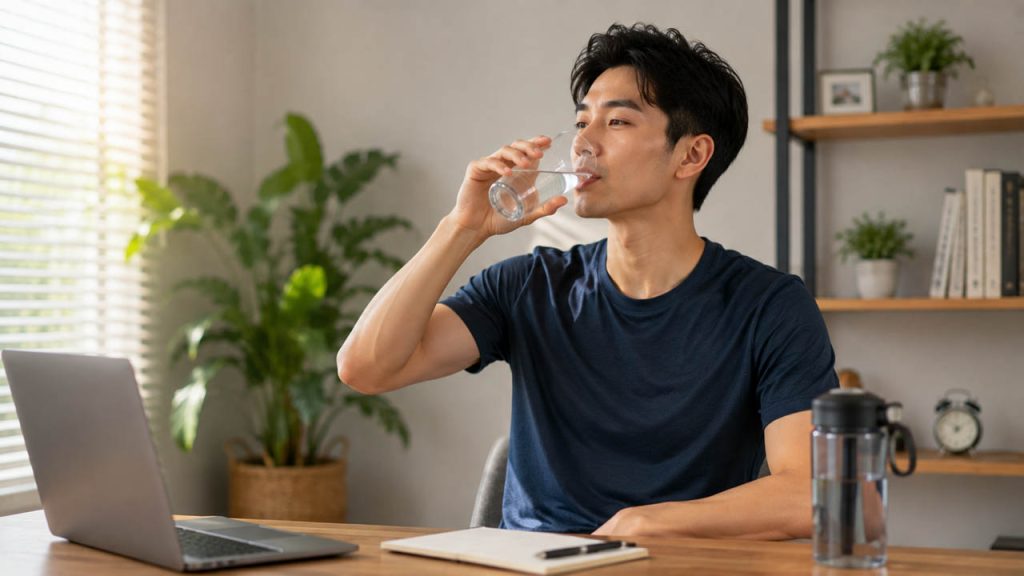 Uống đủ nước trong ngày khi cơ thể đổ nhiều mồ hôi