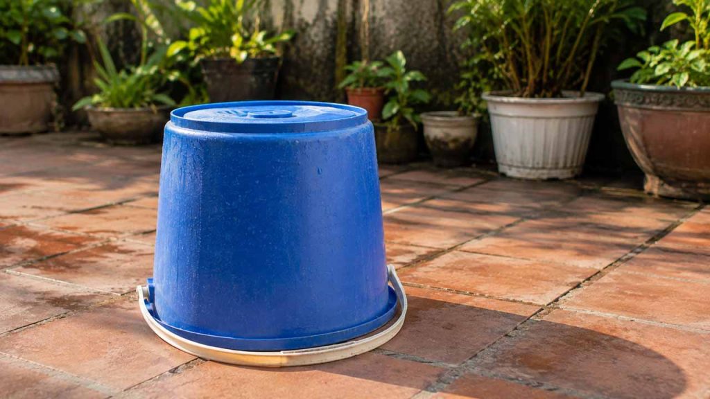 Úp xô nhựa xuống khi không sử dụng