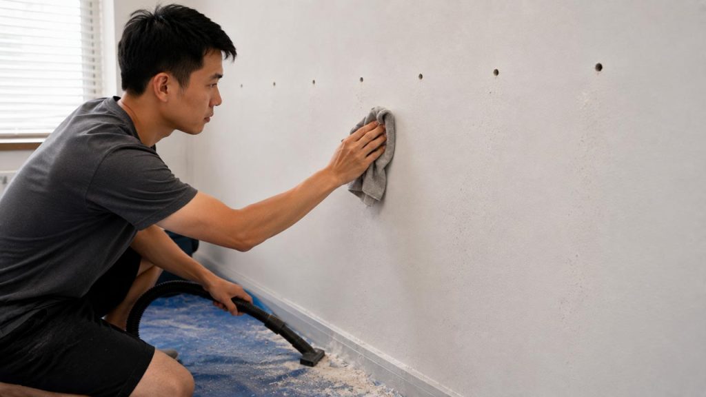 Vệ sinh bụi ngay sau khi hoàn thành khoan tường