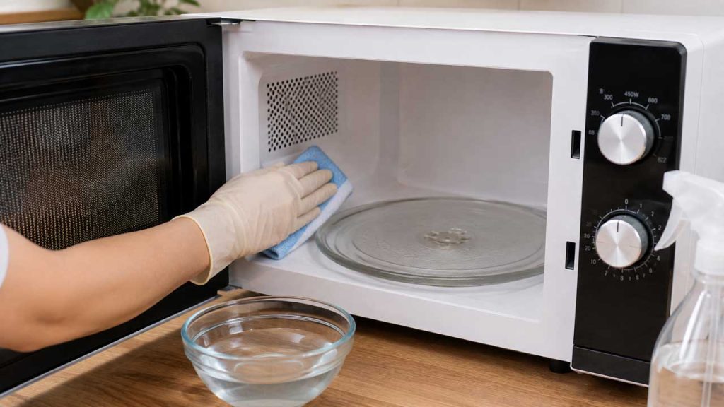 Vệ sinh lò vi sóng định kỳ để khử mùi hiệu quả