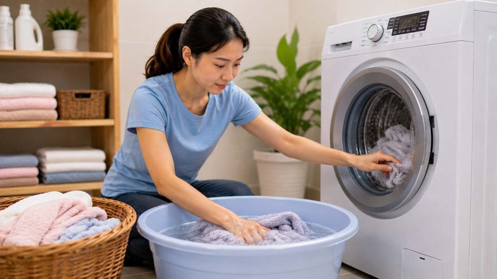 Xả khăn tắm thật kỹ sau khi giặt