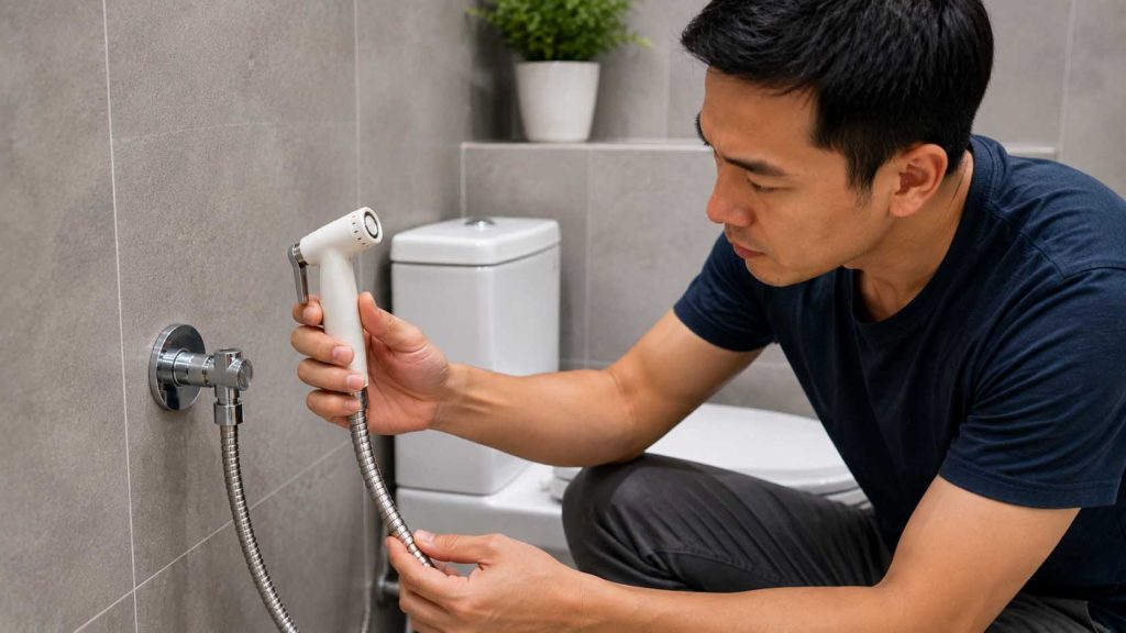 Xác định vị trí vòi xịt vệ sinh bị rò rỉ nước