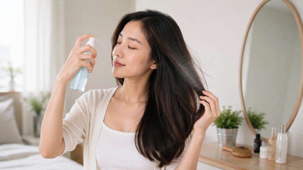 Dùng xịt thơm dành cho tóc khi tóc bị ám mùi thức ăn