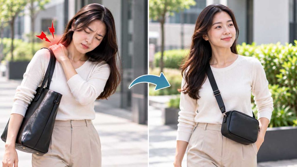 Sử dụng túi đeo chéo để túi ổn định hơn khi di chuyển