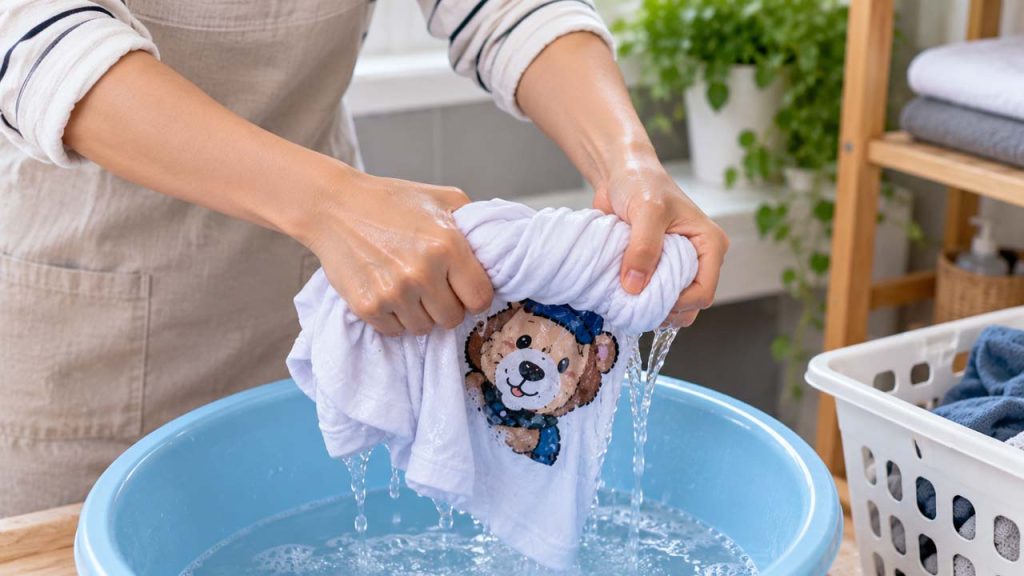 Cẩn thận khi vắt áo có hình in