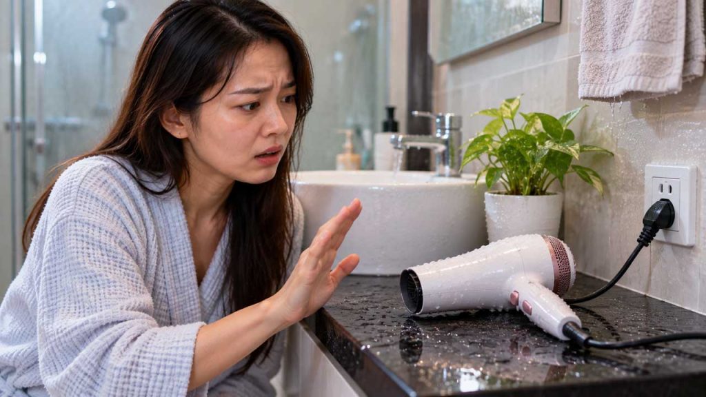 Cẩn thận khi sử dụng thiết bị điện ở nơi ẩm ướt