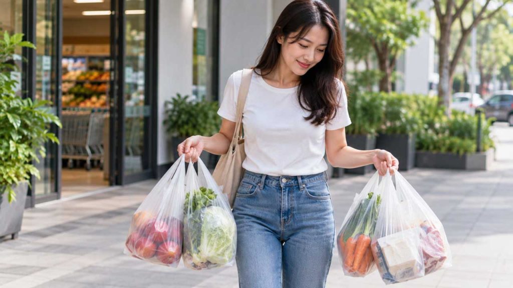 Chia đồ thành nhiều túi nhỏ để giảm mỏi tay khi xách