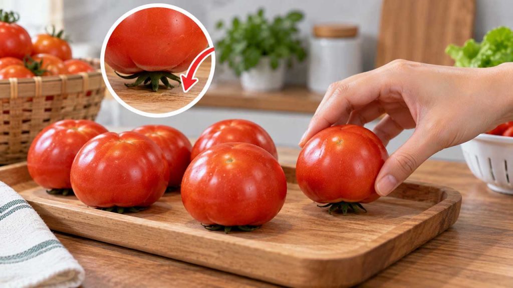 Đặt phần cuống cà chua úp xuống khi bảo quản