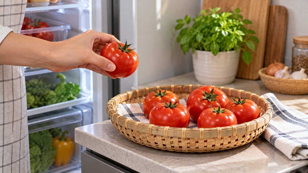 Để cà chua bớt lạnh trước khi ăn