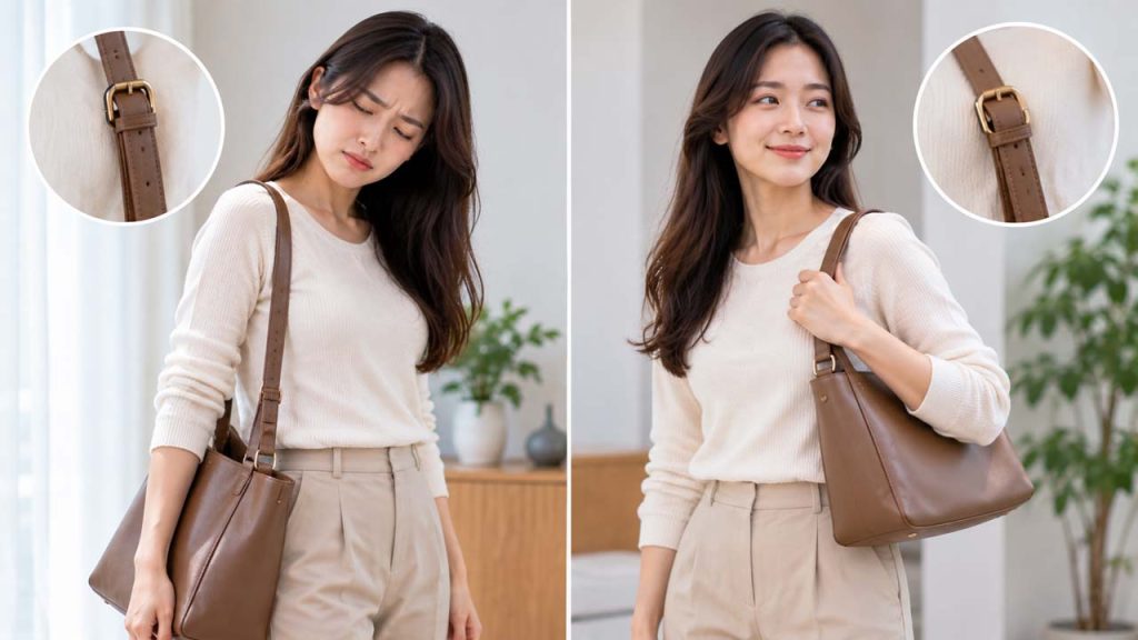 Điều chỉnh độ dài quai túi phù hợp với cơ thể