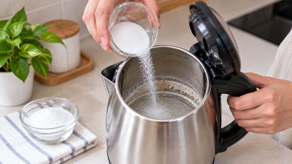 Dùng axit citric xử lý lớp cặn dày trong bình đun siêu tốc