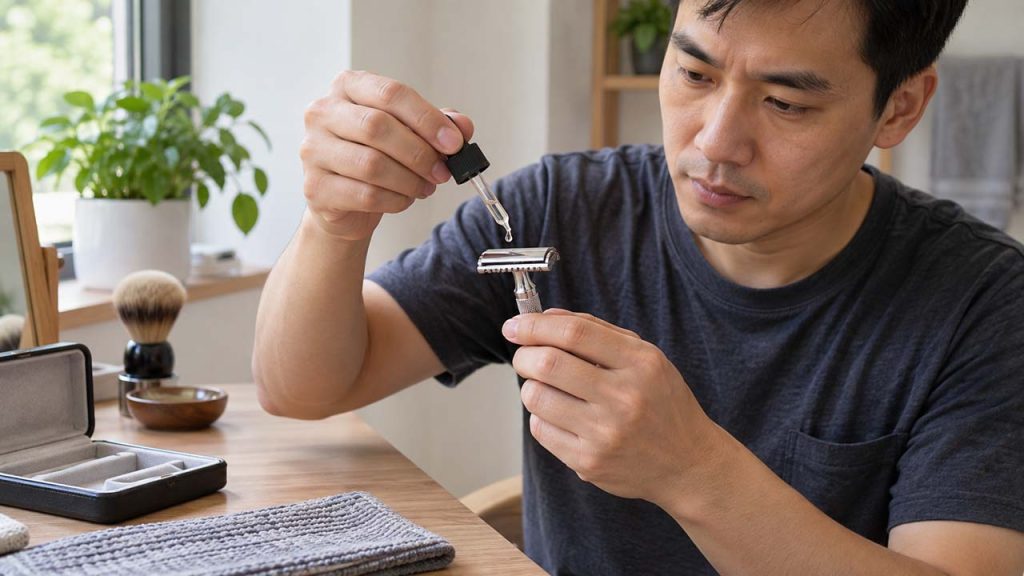 Dùng dầu bảo vệ khi cất dao cạo lâu ngày