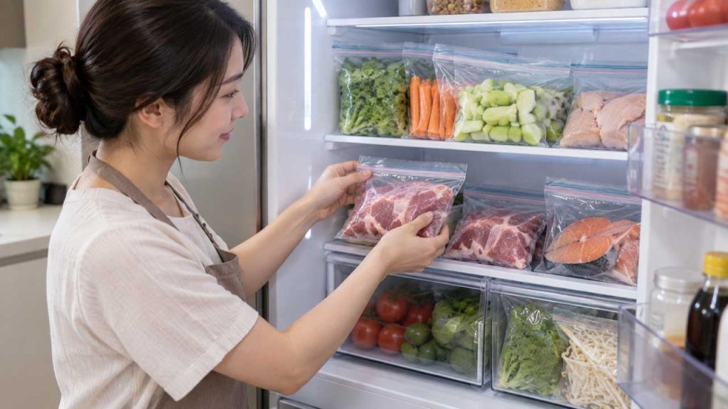 Dùng túi zip để phân loại thực phẩm trong tủ lạnh