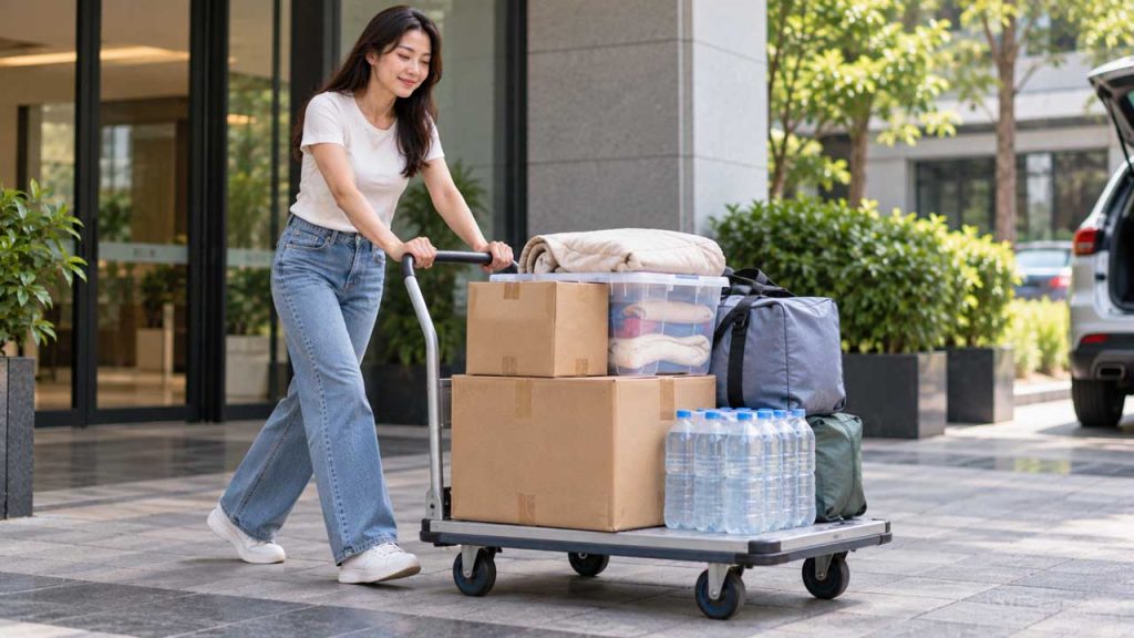 Dùng xe kéo hoặc xe đẩy khi đồ quá nặng