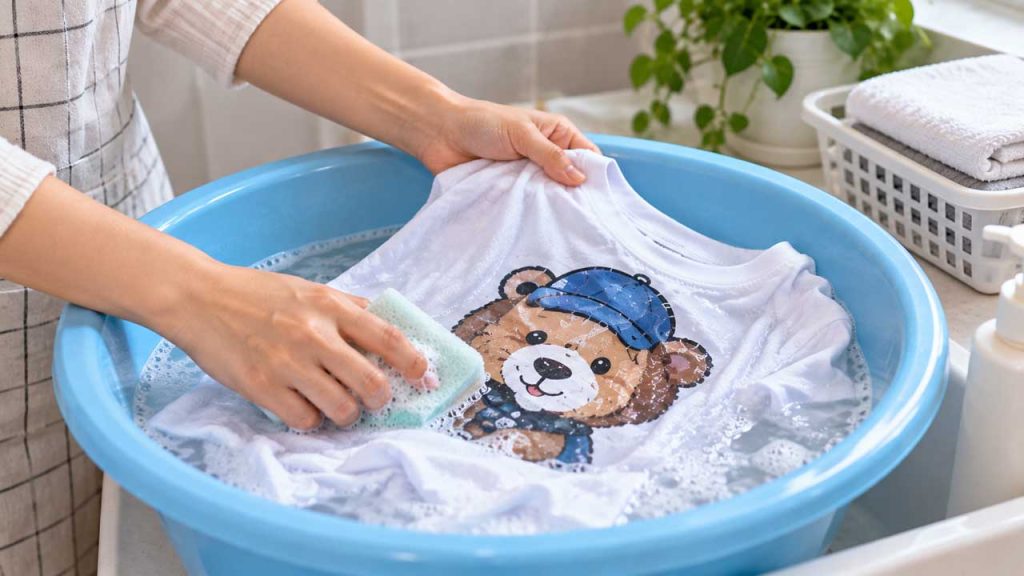 Hạn chế chà trực tiếp lên hình in trên áo
