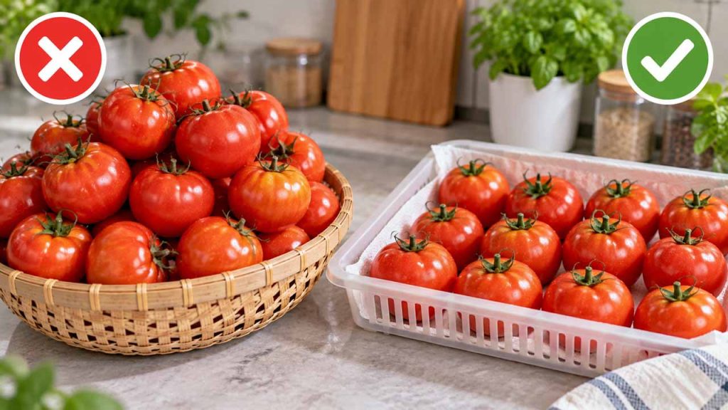 nhieu-ca-chua.jpg Hạn chế xếp chồng quá nhiều cà chua khi bảo quản