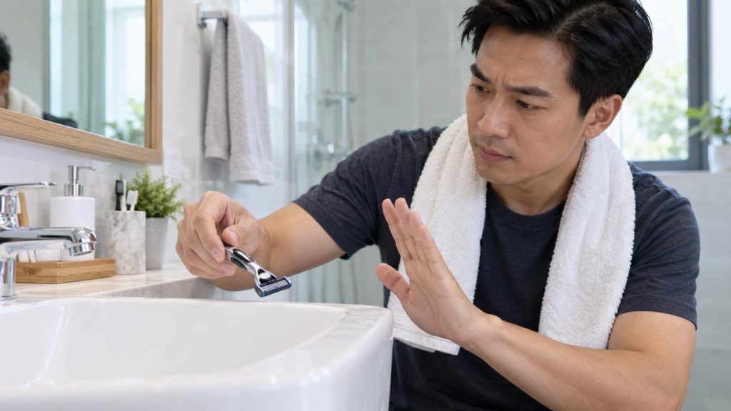Không gõ dao cạo râu vào thành bồn rửa