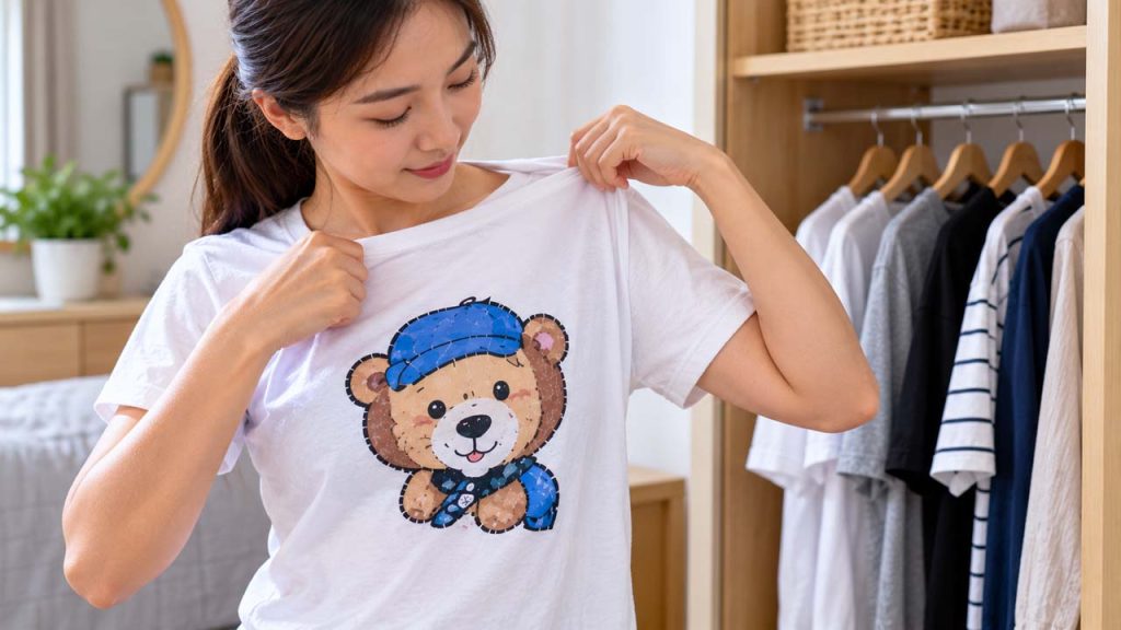 Không kéo căng hình in khi mặc và thay áo