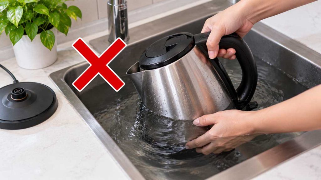 Không nhúng toàn bộ bình đun siêu tốc vào nước