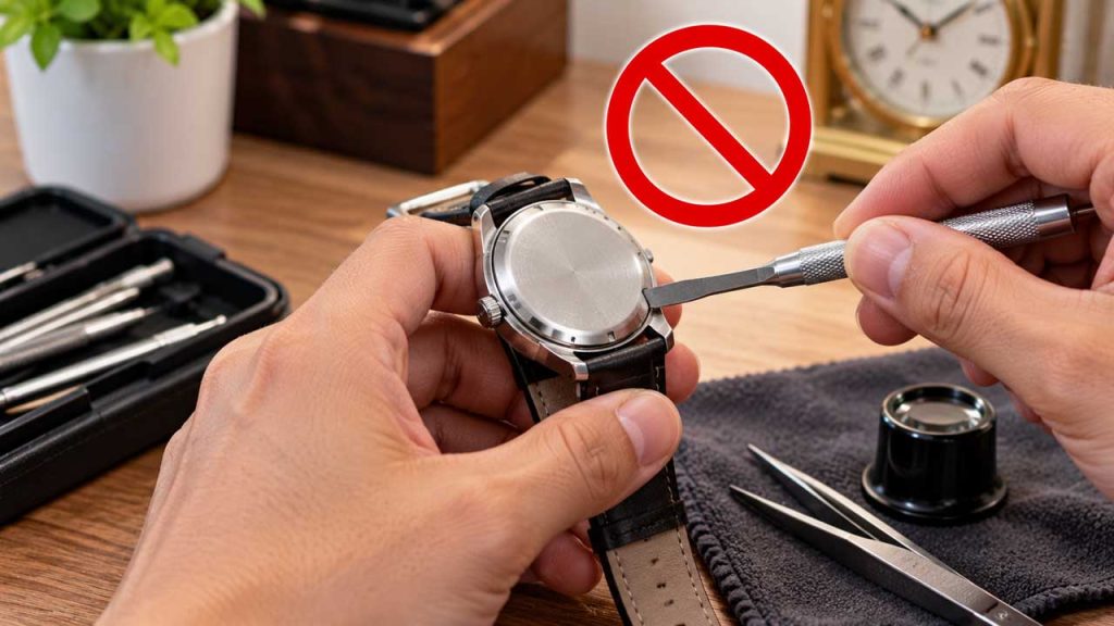 Không tự ý mở nắp đáy đồng hồ tại nhà
