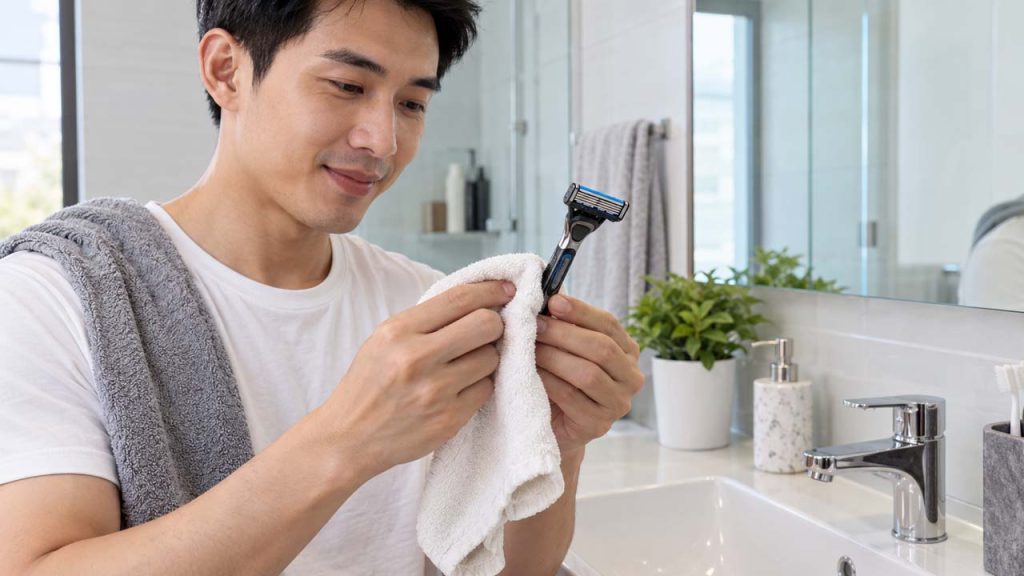 Làm khô dao cạo râu sau mỗi lần sử dụng