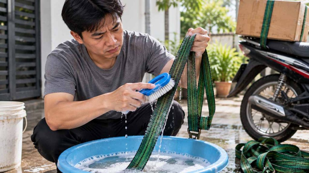 Làm sạch dây ràng hàng sau khi sử dụng