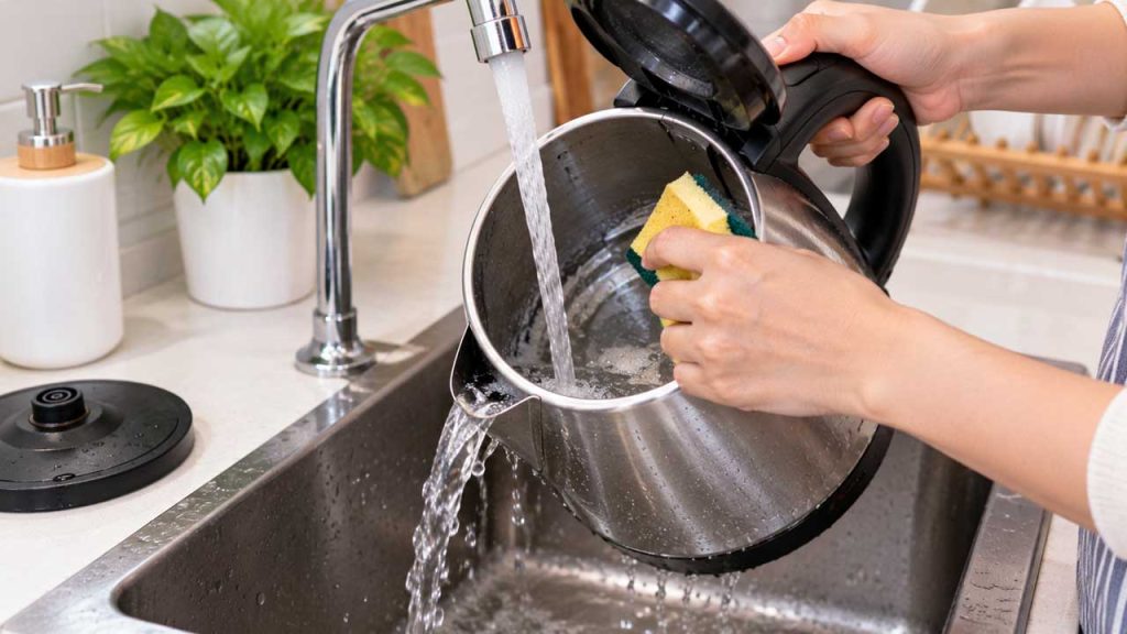 Rửa kỹ bình đun siêu tốc sau khi tẩy cặn