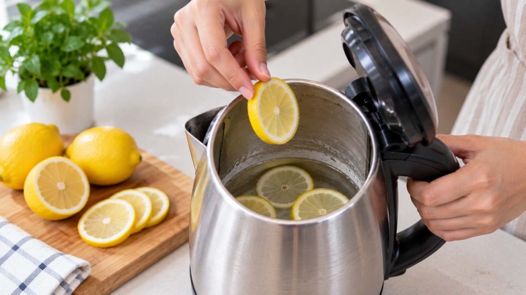 Sử dụng chanh tươi để loại bỏ cặn trong bình đun siêu tốc