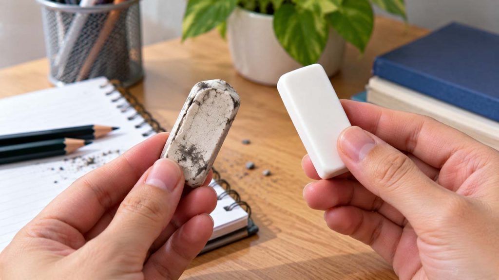 Thay gôm tẩy khi đã quá cũ và bị bẩn nhiều