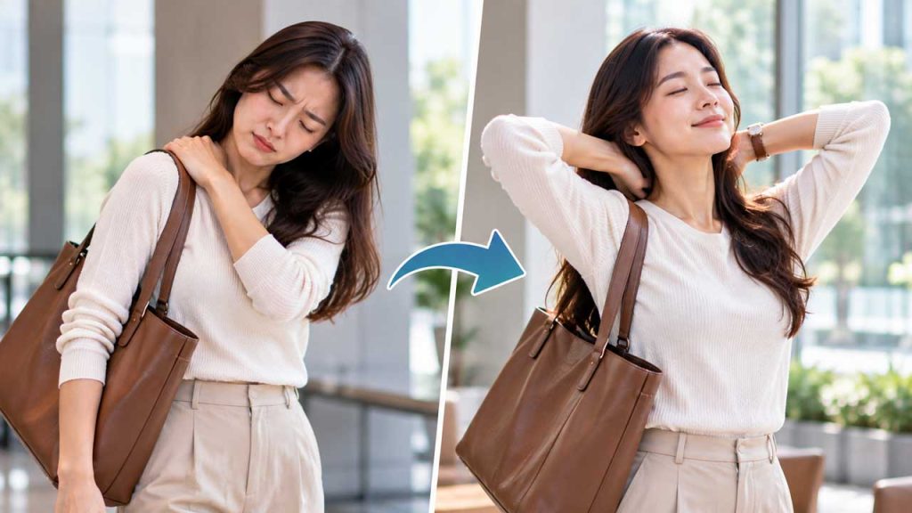 Thư giãn vai sau khi mang túi xách trong thời gian dài