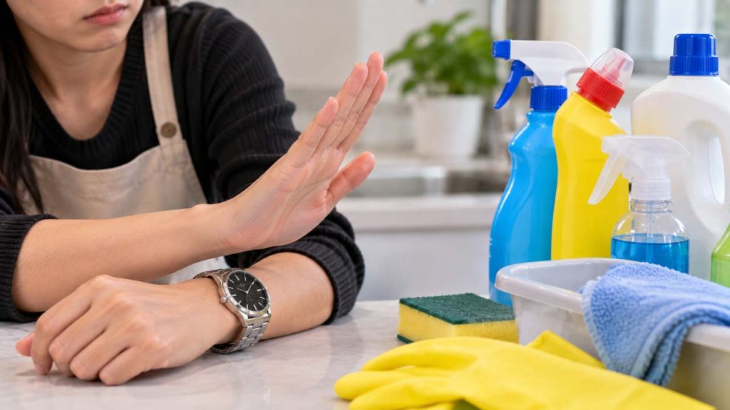 Tránh để đồng hồ đeo tay tiếp xúc với hóa chất
