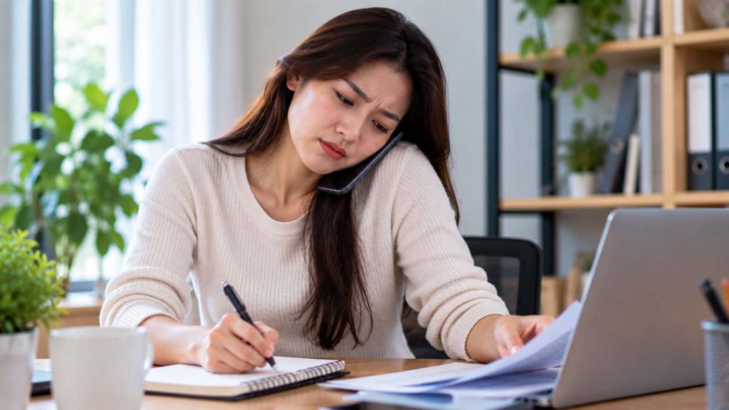 Tránh kẹp điện thoại giữa tai và vai khi làm việc